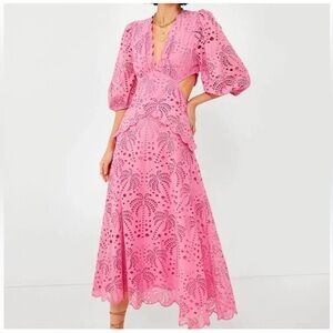 FARM Rio Vibrant Pink Eyelet Dress
